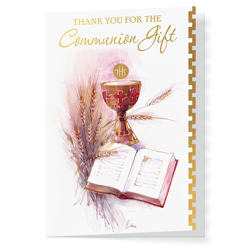 Book Blue Flowers Thank You Card for Communion Gifts