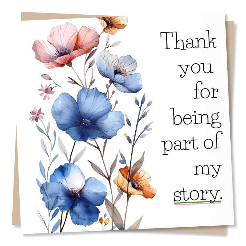 Blue Orange Flowers Thank You Card For A Special Friend