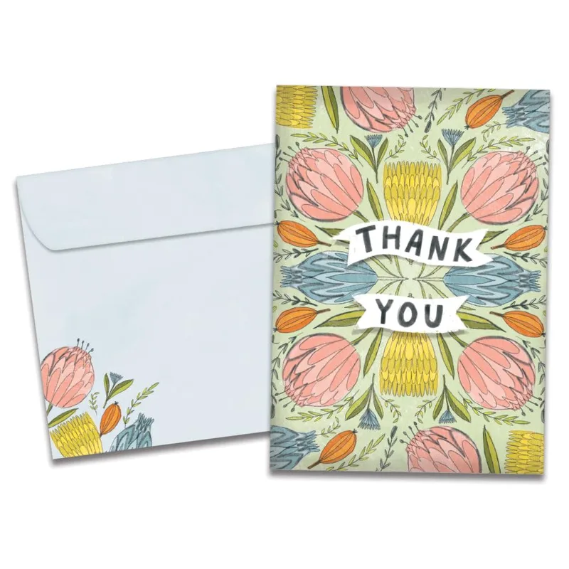 Tulip Floral Pattern Thank You Card for Sincere Appreciation