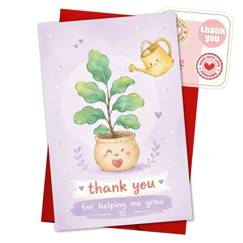 Lilac Potted Plant Thank You Card for Growing Gratitude