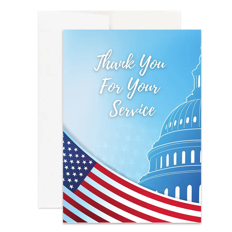 Dome American Flag Thank You Card for Veterans and Military Members
