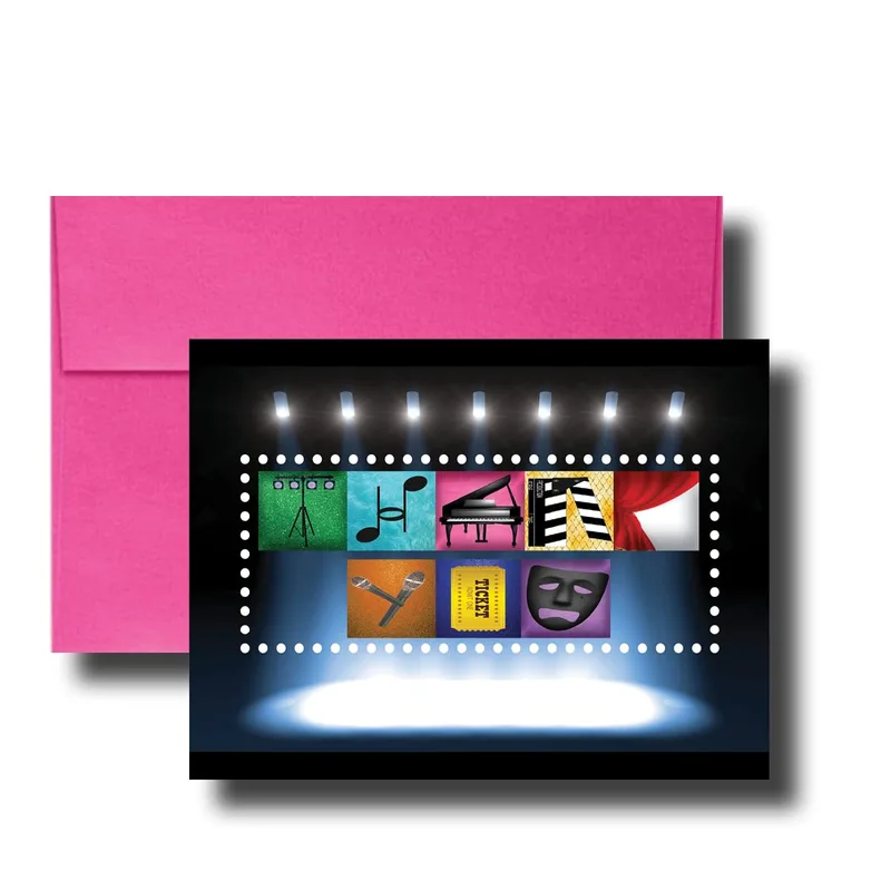 Black Stage Spotlight Card: A Theater-Themed Thank You Note