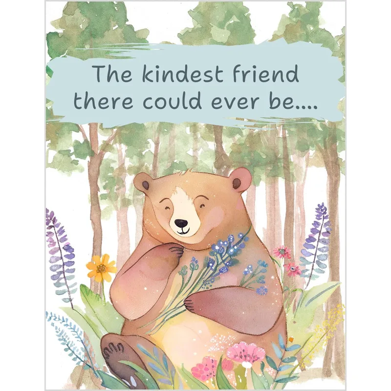 Bear Forest Friendship Card: A Gentle Watercolor Bear Sending Thanks