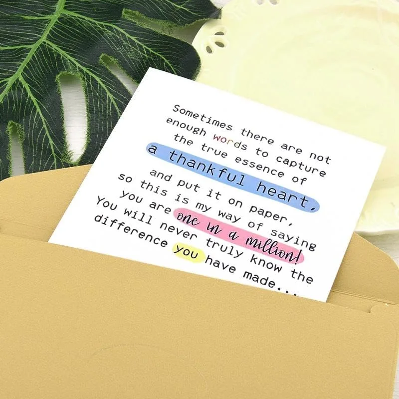 Thankful Note Gold Thank You Card for Deep Appreciation