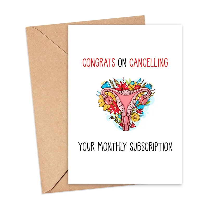 Red Floral Uterus Graphic Card Celebrating Menopause and Hysterectomy