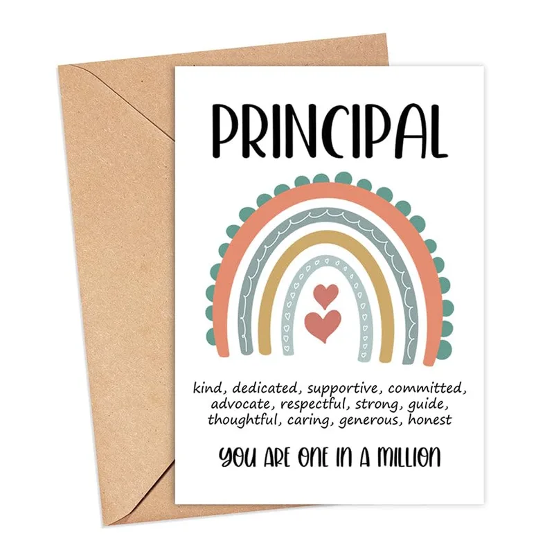 Boho Rainbow Arches Teacher Card for Principals