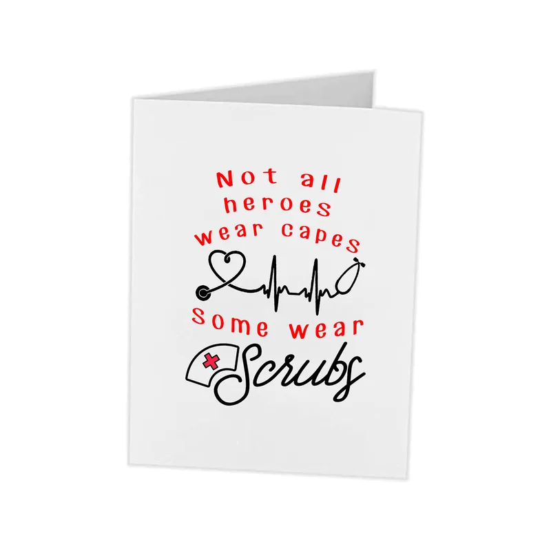 Red Heartbeat Stethoscope Nurse Card for Medical Heroes