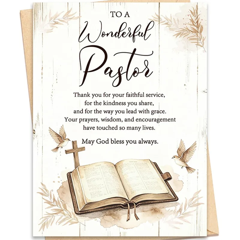 Open Bible Thank You Card to a Wonderful Pastor