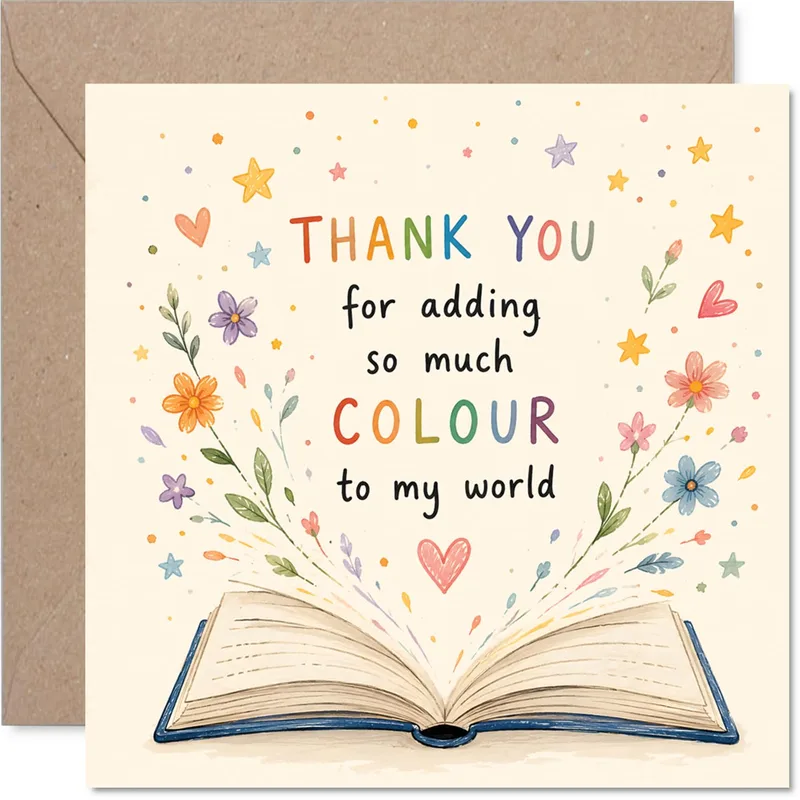 Open Book Flowers Thank You Card: A Burst of Gratitude