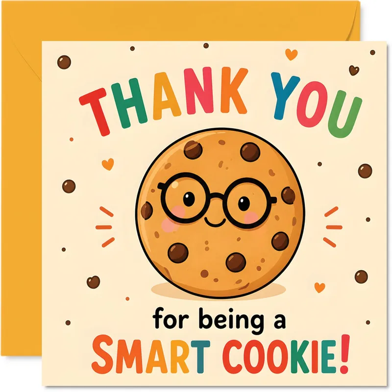 Smiling Cookie Glasses Thank You Card for Smart Cookie