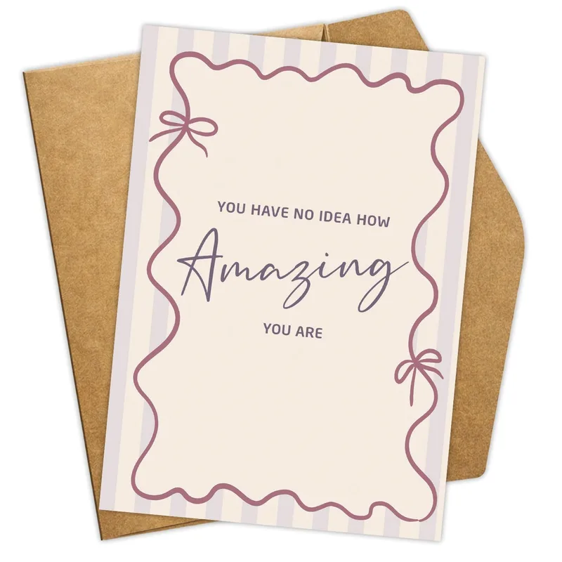 Pink Wavy Script Encouragement Card – Greeting Card in natural