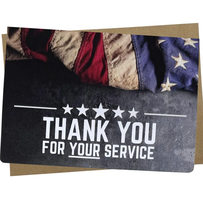 American Flag Stars Thank You Card for Military Tribute
