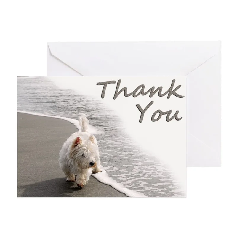 Westie Beach Thank You Card for Dog Lovers and Grateful Hearts