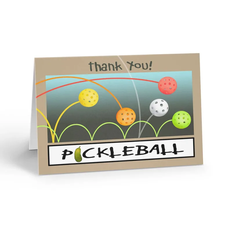 Colorful Pickleball Arcs Thank You Card – Greeting Card in natural