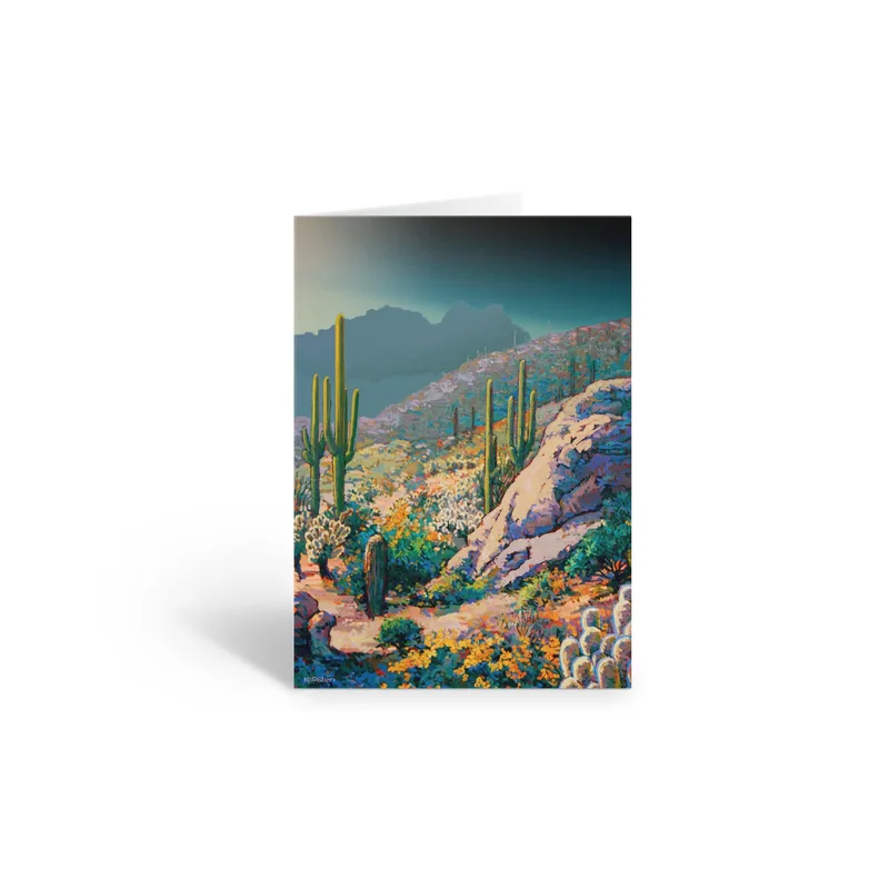 Sonoran Desert Cactus Card: A Vibrant Landscape Greeting Card