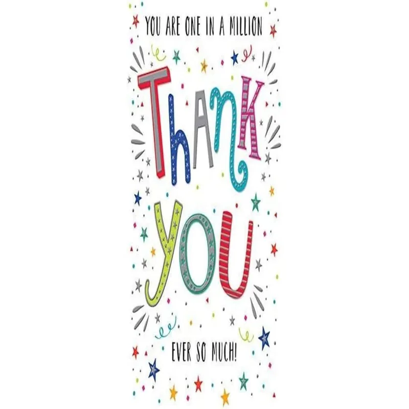 Colorful Typography Stars Thank You Card - One in a Million Design