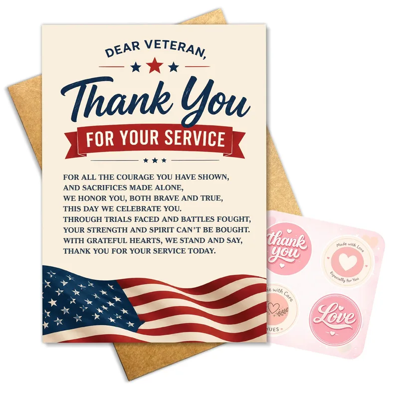 American Flag Letter Thank You Card for Veterans