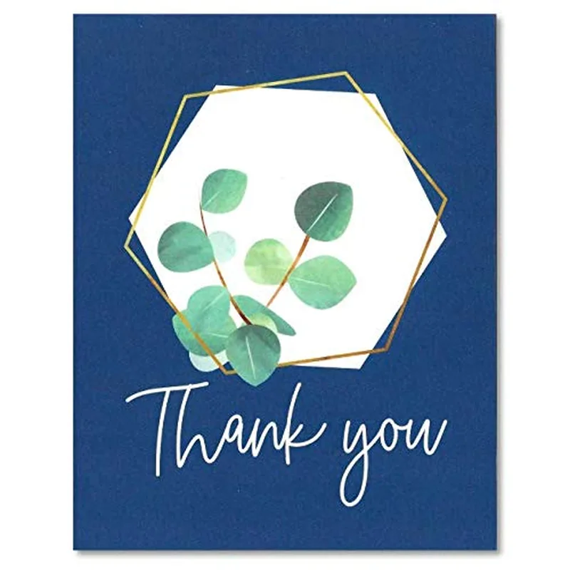 Eucalyptus Hexagon Thank You Card: Geometric Greenery Gratitude Note