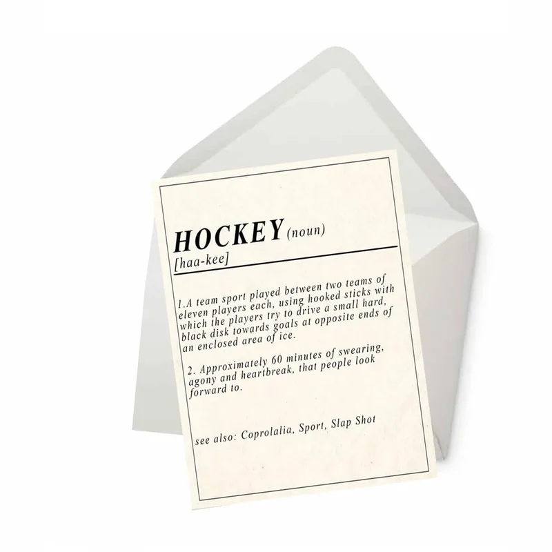 Vintage Definition Card Hockey Dictionary Joke for Fans