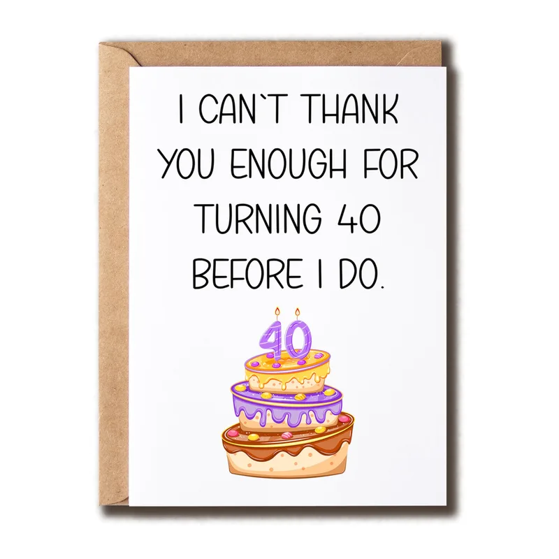 Cake with 40 Candle Card: A Funny 40th Birthday Greeting