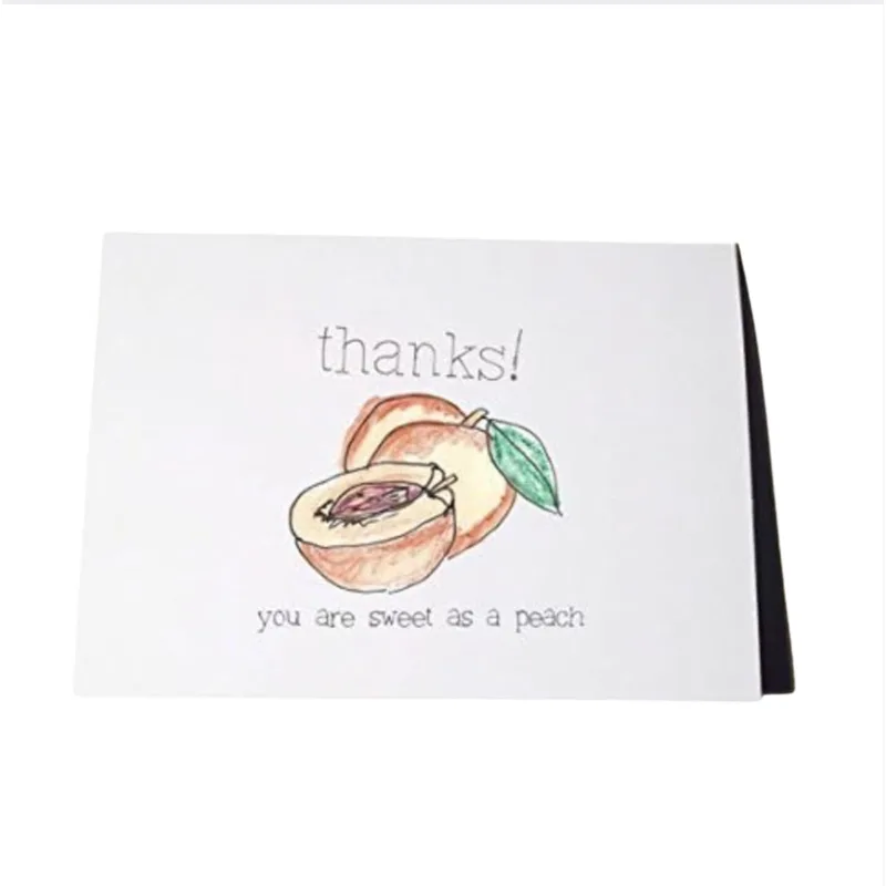 Peach Line Drawing Thank You Card for Sweet Gestures