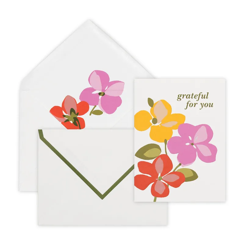 Envelopes Colorful Blooms Thank You Card features "grateful