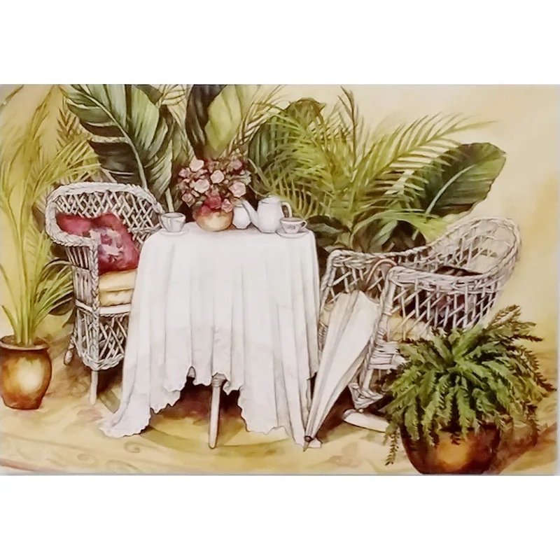 Painted Garden Tea Table Card for a Gentle Thank You