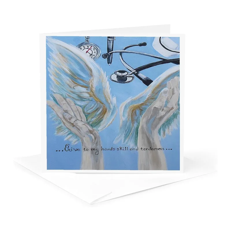 Angel Wings Stethoscope Nurse Card for Healing Hands