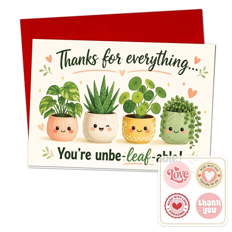 Potted Succulent Plants Thank You Card for Plant Lovers