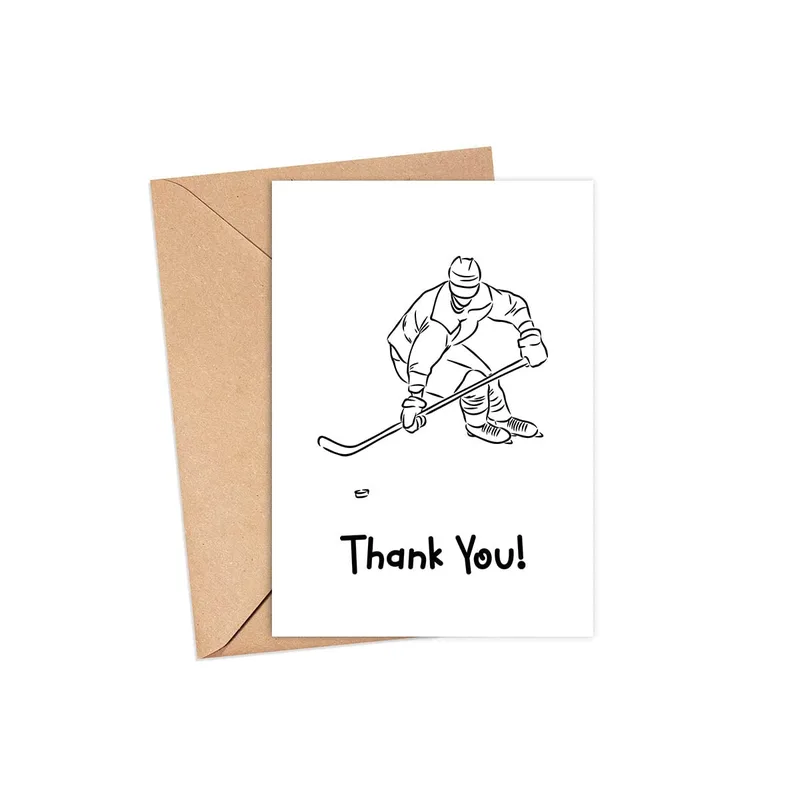 Line Hockey Sketch Thank You Card for Coaches and Players