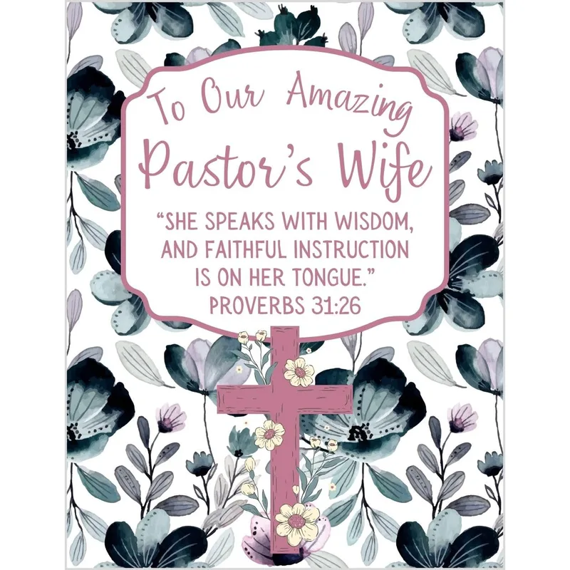 Floral Pattern Cross Thank You Card honors a pastor’s wife