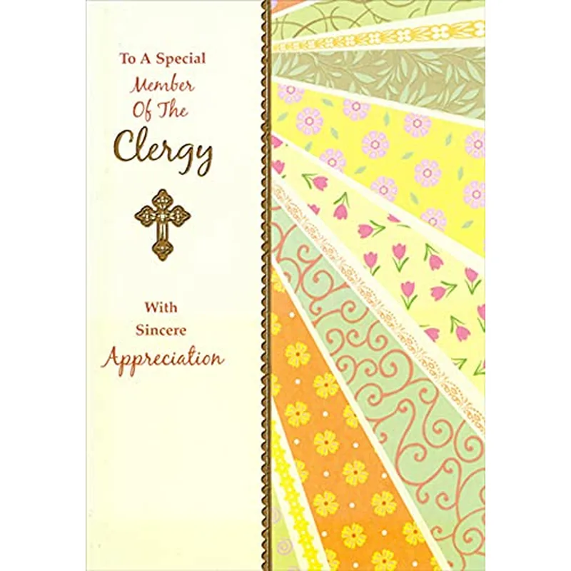 Patterned Side Panel Thank You Card for Clergy Appreciation Day