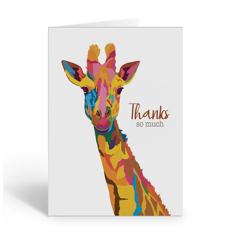 Pop Art Giraffe Thank You Card for Colorful Appreciation
