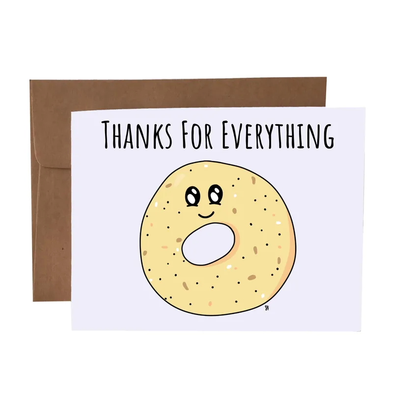 Smiling Bagel Thank You Card for Foodie Gratitude