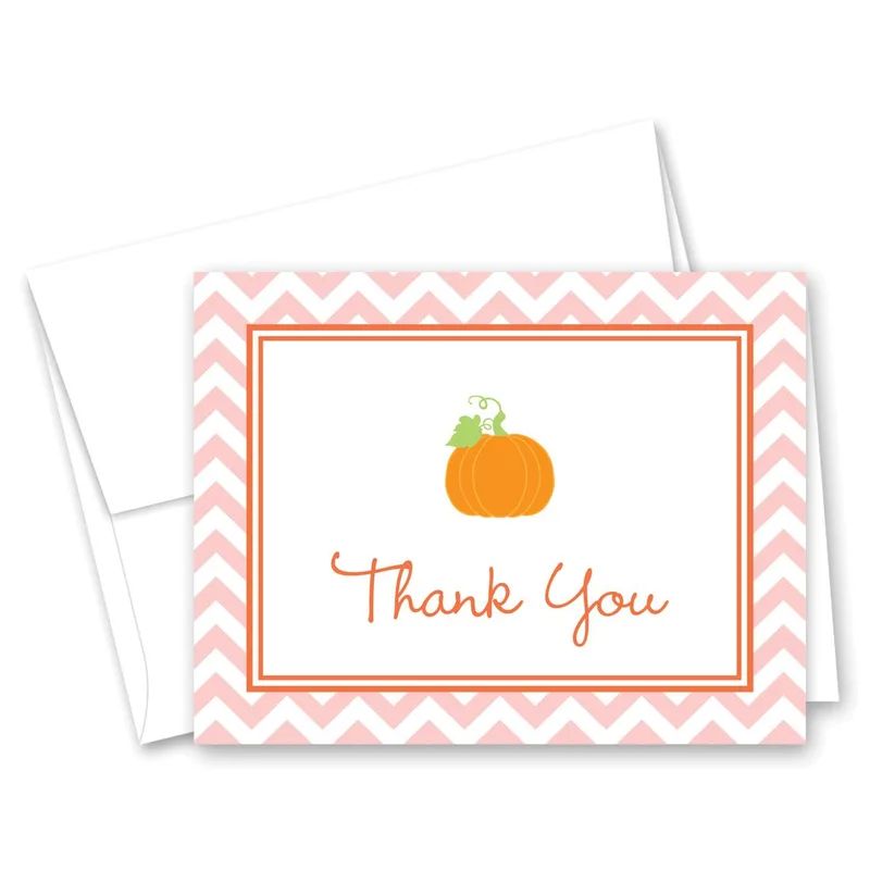 Pumpkin Chevron Border Thank You Card for Autumn Gratitude