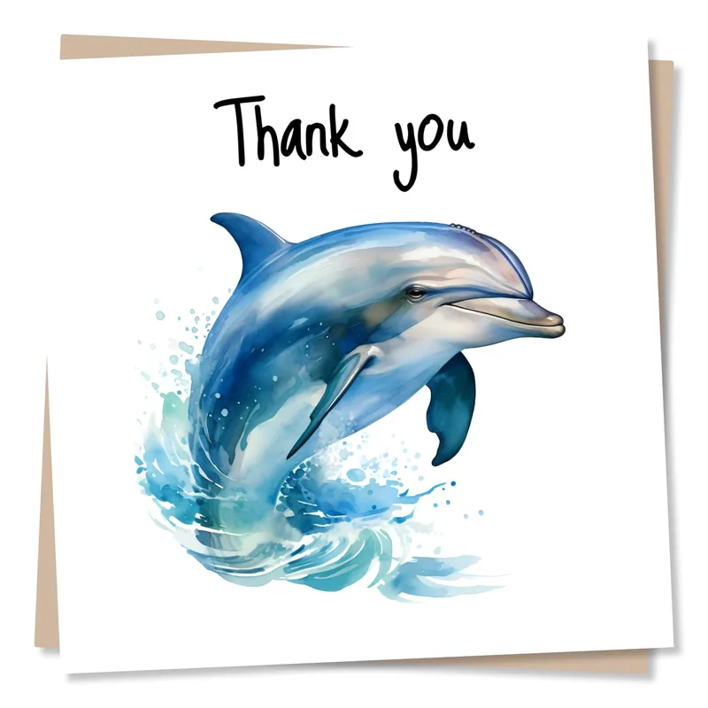 Blue Dolphin Thank You Card for Ocean Lovers