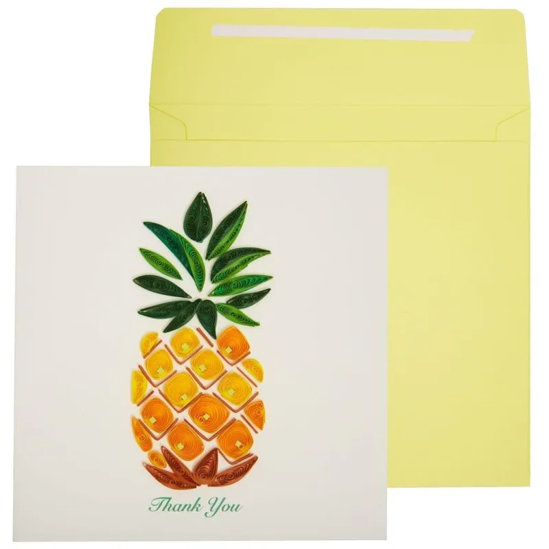 Pineapple Thank You Card with Quilled Fruit Illustration