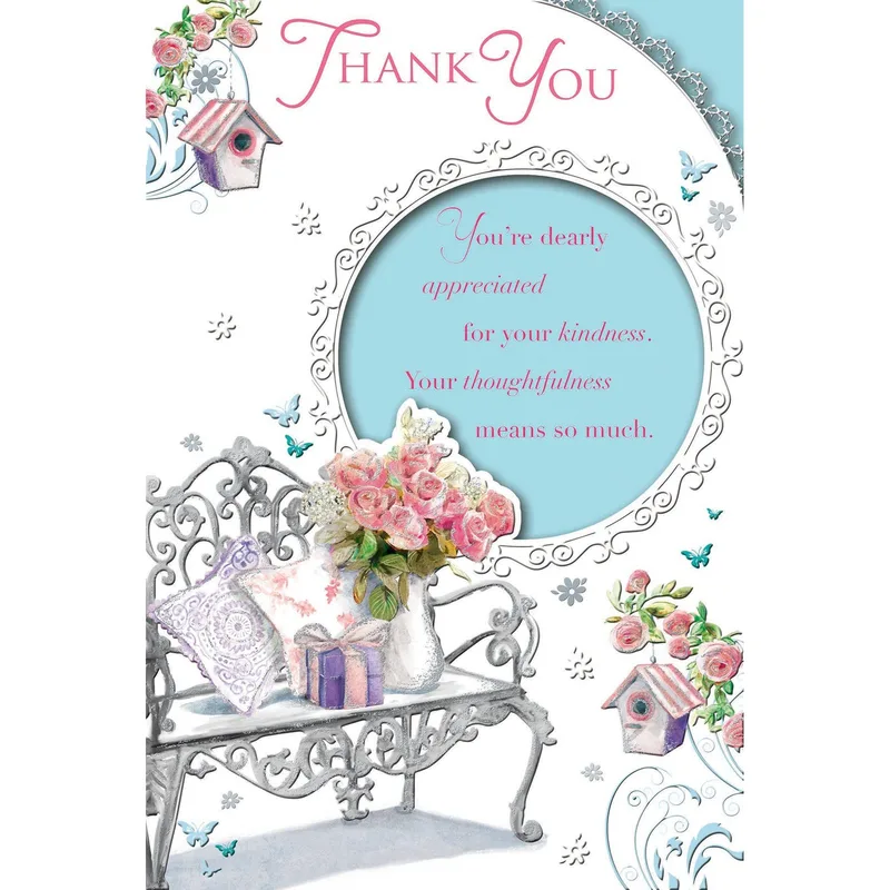 Ornate Garden Bench Thank You Card for Dearly Appreciated Kindness
