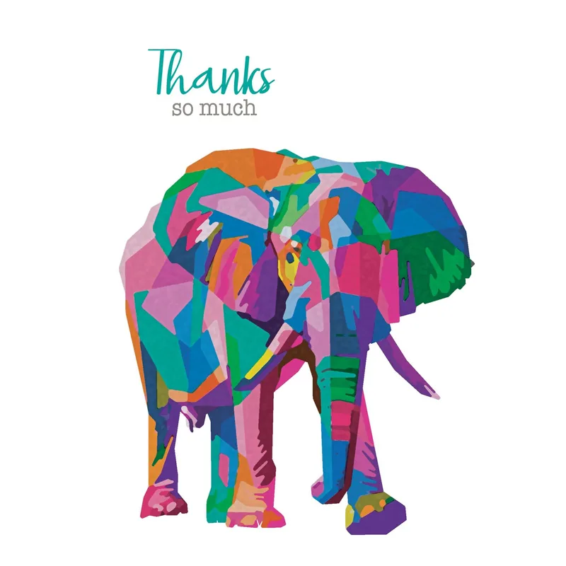 Pop Art Elephant Thank You Card: A Colorful Geometric Design