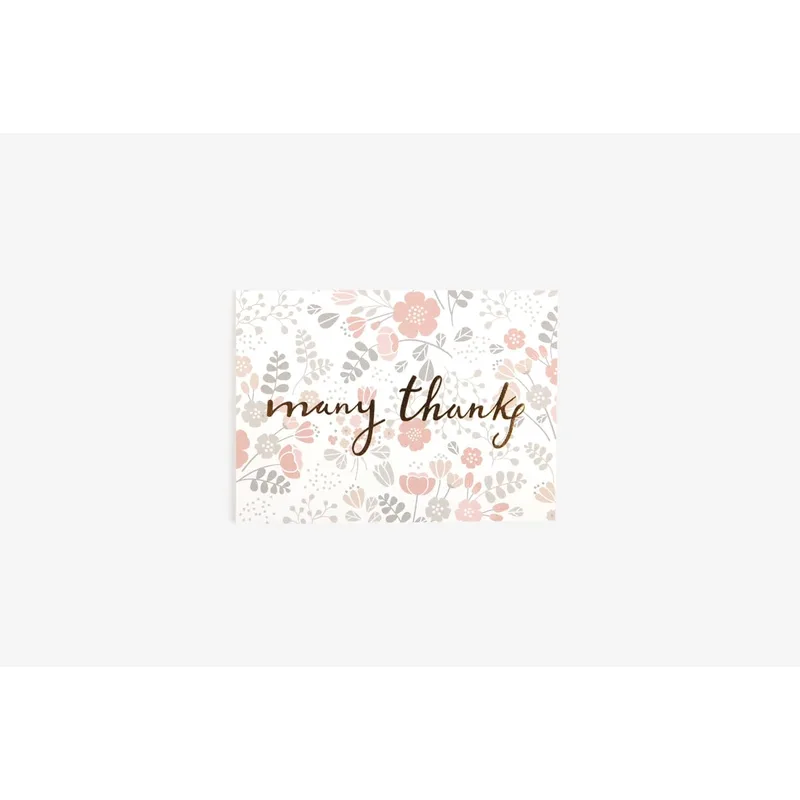 Floral Border Script Thank You Card for Soft Gratitude