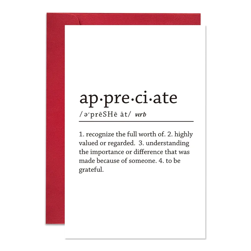 Appreciation Definition Card: A Thank You With Real Meaning