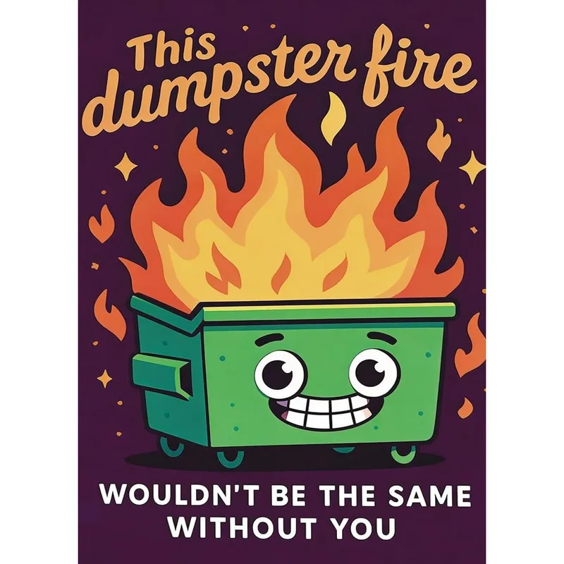 Dumpster Fire Friend Card: A Thank You With Some Heat