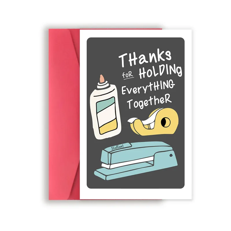 Office Supplies Thank You Card: Thanks for Holding Everything Together