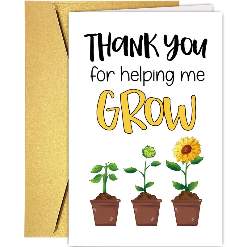 Plant Growth Thank You Card for Teachers and Mentors