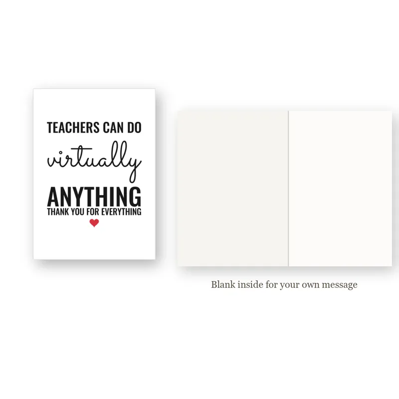 Teacher Thank You Gift Card: Virtually Anything Design – inside view