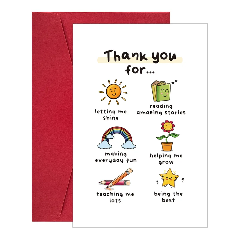 Thank You for letting Card with Sun, Books and Rainbow