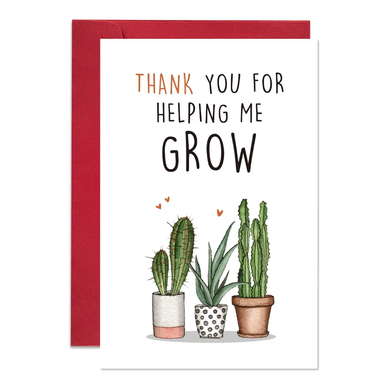 Cactus Plant Thank You Card for Someone Who Helped You Grow