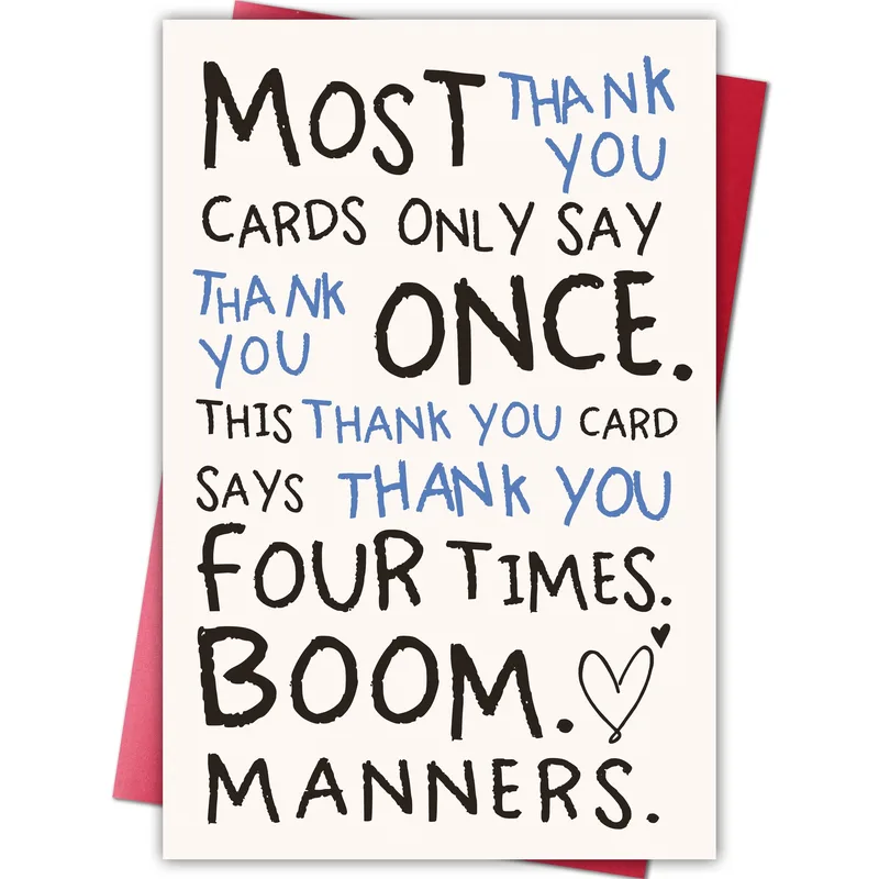Thank You Four Times Card for Gratitude With Attitude