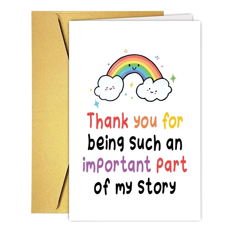 Thank You Friend Card: Rainbow and Clouds Greeting Card