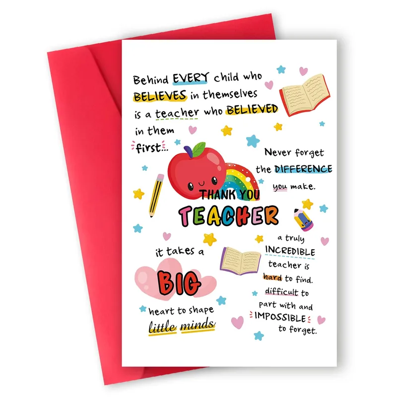 Inspirational Teacher Card: Thank You, Teacher, From the Heart